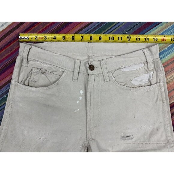Vtg 50s Levis Sta-Prest Cotton Jeans 30x26 Talon Zip Heavy Repairs Distressed - Picture 8 of 16